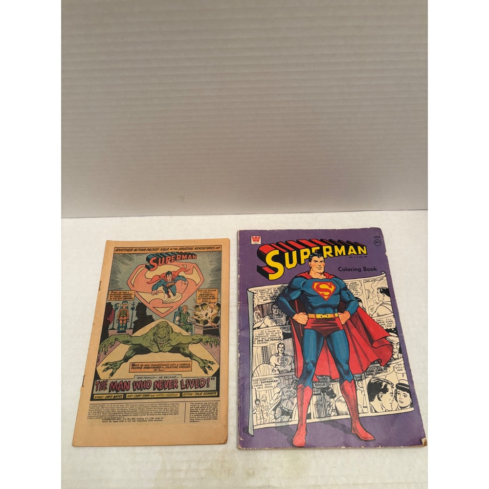 Vintage Superman Whitman Coloring Book 1005 & 1973 Action Comics 427 Ephemera